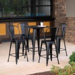 OFM 161 Collection Industrial Modern 24" Square Bar Table with Footring, Galvanized Steel Indoor/Outdoor Table (161-BT24)