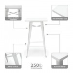 OFM 161 Collection Industrial Modern 24" Square Bar Table with Footring, Galvanized Steel Indoor/Outdoor Table (161-BT24)