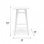OFM 161 Collection Industrial Modern 24" Square Bar Table with Footring, Galvanized Steel Indoor/Outdoor Table (161-BT24)