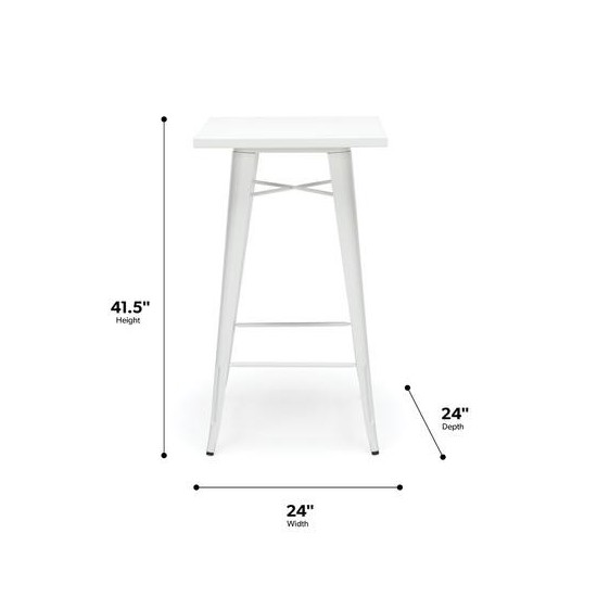 OFM 161 Collection Industrial Modern 24" Square Bar Table with Footring, Galvanized Steel Indoor/Outdoor Table (161-BT24)