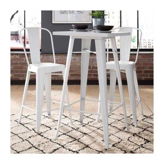 OFM 161 Collection Industrial Modern 24" Square Bar Table with Footring, Galvanized Steel Indoor/Outdoor Table (161-BT24)