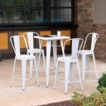OFM 161 Collection Industrial Modern 24" Square Bar Table with Footring, Galvanized Steel Indoor/Outdoor Table (161-BT24)
