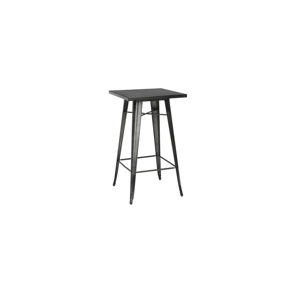 OFM 161 Collection Industrial Modern 24" Square Bar Table with Footring, Galvanized Steel Indoor/Outdoor Table (161-BT24)