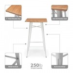 OFM 161 Collection Industrial Modern 24" Square Bar Table with Footring, Galvanized Steel Indoor/Outdoor Table (161-BT24)