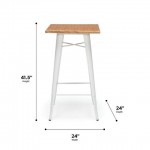 OFM 161 Collection Industrial Modern 24" Square Bar Table with Footring, Galvanized Steel Indoor/Outdoor Table (161-BT24)