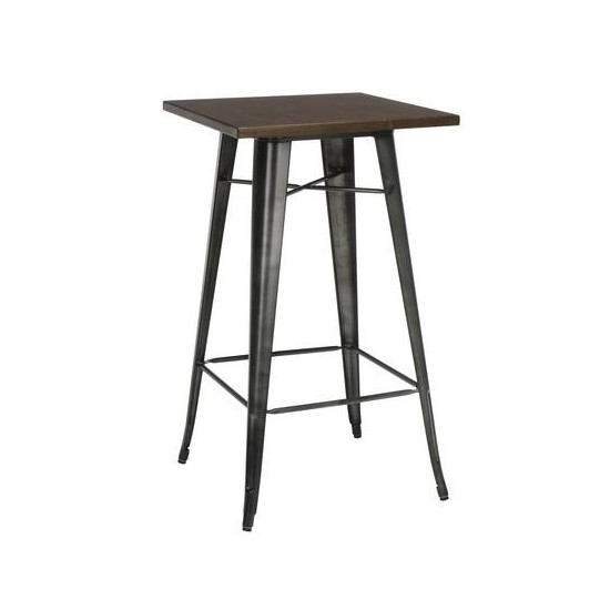 OFM 161 Collection Industrial Modern 24" Square Bar Table with Footring, Galvanized Steel Indoor/Outdoor Table (161-BT24)