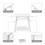 OFM 161 Collection Industrial Modern 30" Square Dining Table, Galvanized Steel Indoor/Outdoor Table (161-T30)