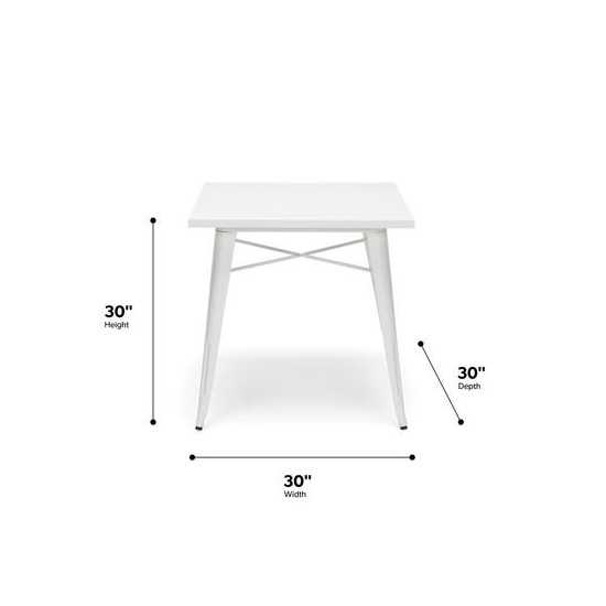 OFM 161 Collection Industrial Modern 30" Square Dining Table, Galvanized Steel Indoor/Outdoor Table (161-T30)