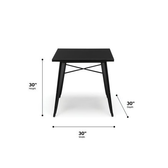 OFM 161 Collection Industrial Modern 30" Square Dining Table, Galvanized Steel Indoor/Outdoor Table (161-T30)