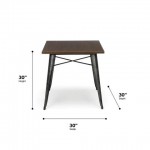 OFM 161 Collection Industrial Modern 30" Square Dining Table, Galvanized Steel Indoor/Outdoor Table (161-T30)