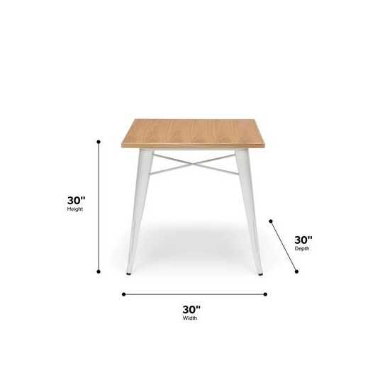 OFM 161 Collection Industrial Modern 30" Square Dining Table, Galvanized Steel Indoor/Outdoor Table (161-T30)