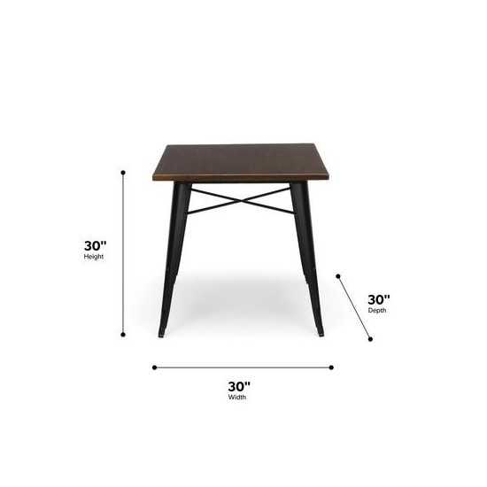 OFM 161 Collection Industrial Modern 30" Square Dining Table, Galvanized Steel Indoor/Outdoor Table (161-T30)