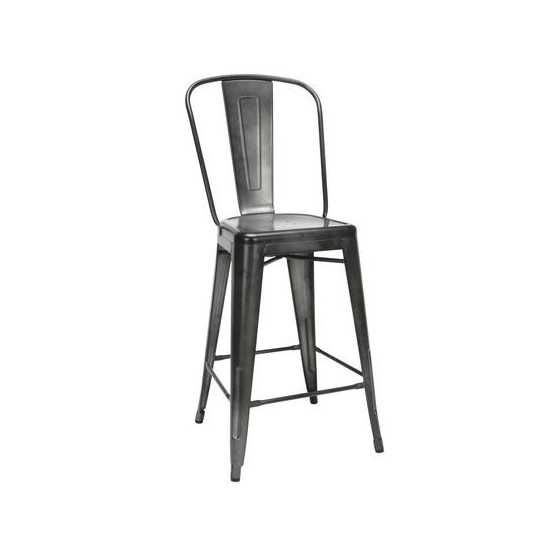 OFM 161 Collection Industrial Modern 4 Pack 26" High Back Metal Stools, Galvanized Steel Indoor/Outdoor Bar Stools (161-26)