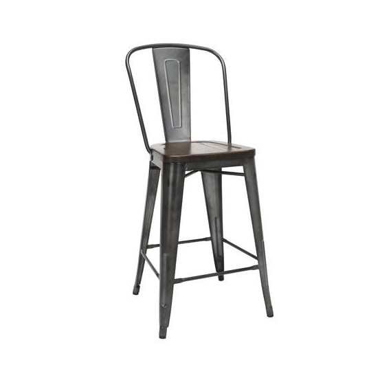 OFM 161 Collection Industrial Modern 4 Pack 26" High Back Metal Stools, Galvanized Steel Indoor/Outdoor Bar Stools (161-26)