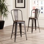 OFM 161 Collection Industrial Modern 4 Pack 26" High Back Metal Stools, Galvanized Steel Indoor/Outdoor Bar Stools (161-26)