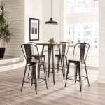 OFM 161 Collection Industrial Modern 4 Pack 26" High Back Metal Stools, Galvanized Steel Indoor/Outdoor Bar Stools (161-26)