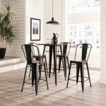 OFM 161 Collection Industrial Modern 4 Pack 26" High Back Metal Stools, Galvanized Steel Indoor/Outdoor Bar Stools (161-26)