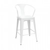 Industrial Modern 4 Pack 26" Mid Back Metal Armchair Stools, Galvanized Steel Indoor/Outdoor Bar Stools with Oversized Seats