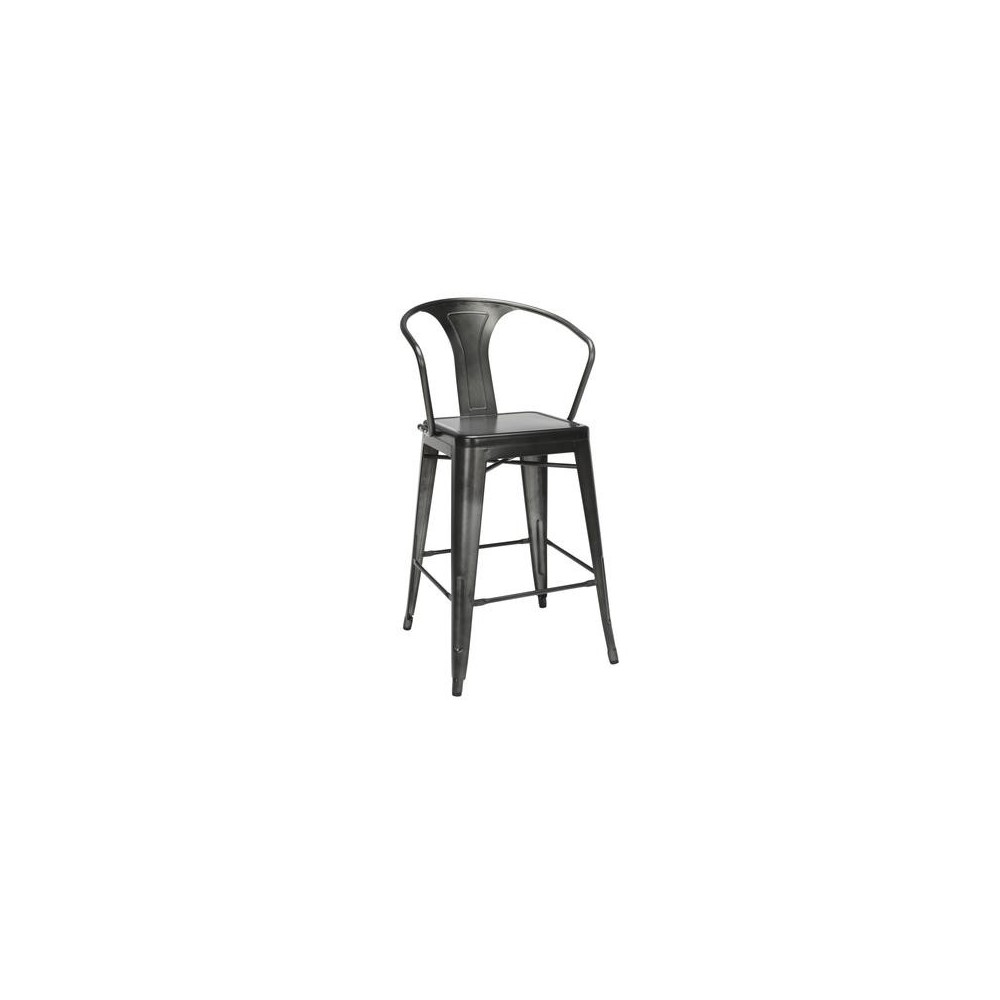 Industrial Modern 4 Pack 26" Mid Back Metal Armchair Stools, Galvanized Steel Indoor/Outdoor Bar Stools with Oversized Seats