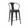 Industrial Modern 4 Pack 26" Mid Back Metal Armchair Stools, Galvanized Steel Indoor/Outdoor Bar Stools with Oversized Seats