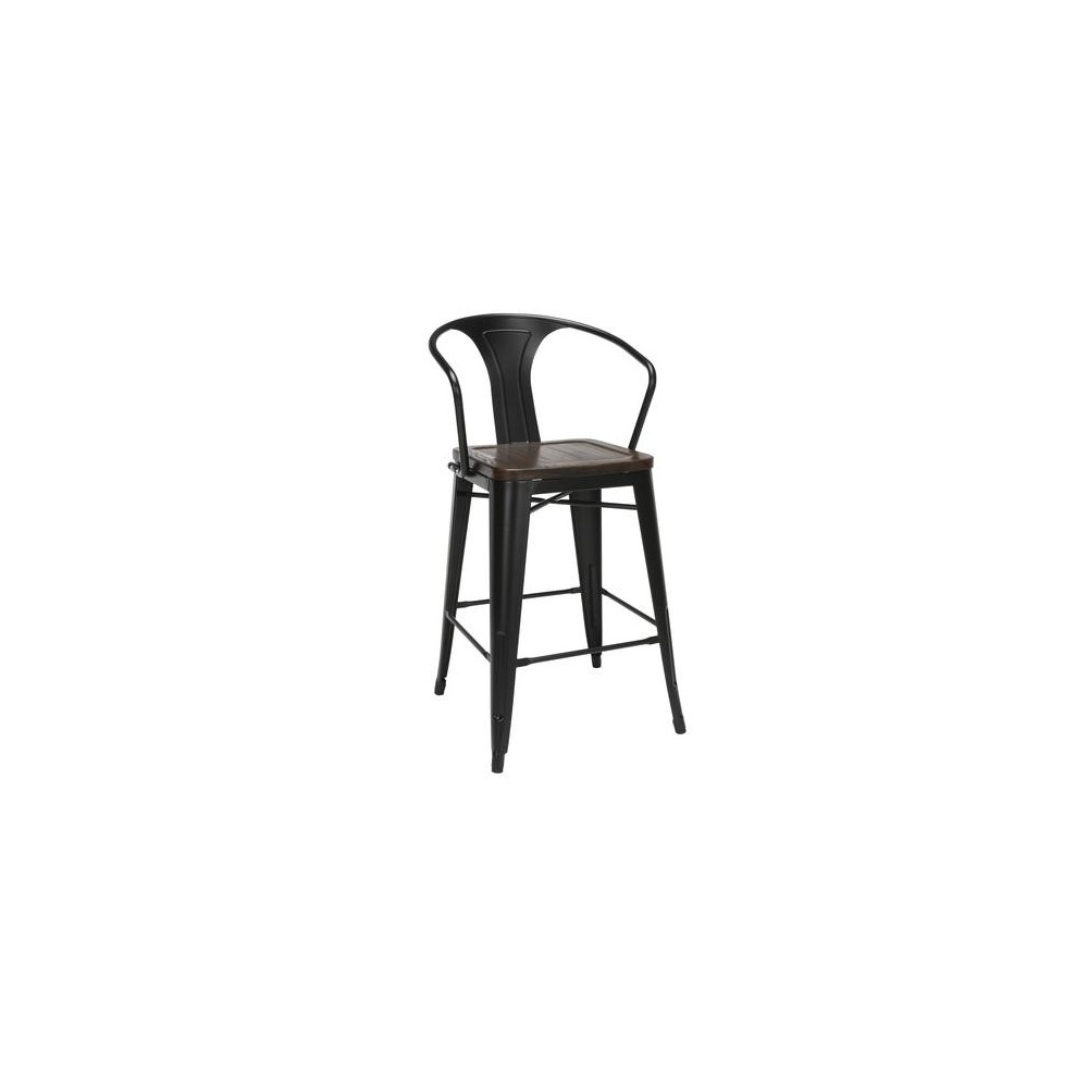 Industrial Modern 4 Pack 26" Mid Back Metal Armchair Stools, Galvanized Steel Indoor/Outdoor Bar Stools with Oversized Seats