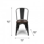 Collection Industrial Modern 4 Pack Fully Assembled 18" High Back Metal Dining Chairs, Galvanized Steel Indoor/Outdoor Chairs