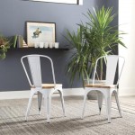 Collection Industrial Modern 4 Pack Fully Assembled 18" High Back Metal Dining Chairs, Galvanized Steel Indoor/Outdoor Chairs