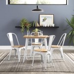 Collection Industrial Modern 4 Pack Fully Assembled 18" High Back Metal Dining Chairs, Galvanized Steel Indoor/Outdoor Chairs