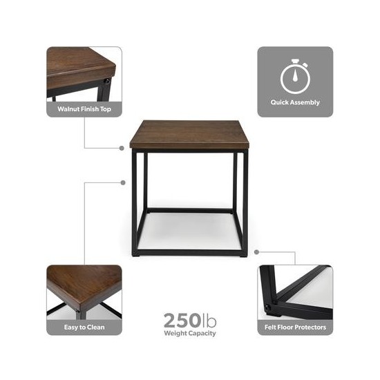 OFM 161 Collection Industrial Modern Wood Top/Metal Frame Side Table (161-ST200)