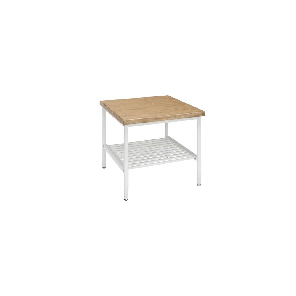 OFM 161 Collection Industrial Modern Wood Top/Metal Frame Side Table with Metal Shelf (161-ST210)