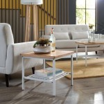 OFM 161 Collection Industrial Modern Wood Top/Metal Frame Side Table with Metal Shelf (161-ST210)