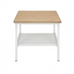 OFM 161 Collection Industrial Modern Wood Top/Metal Frame Side Table with Metal Shelf (161-ST210)