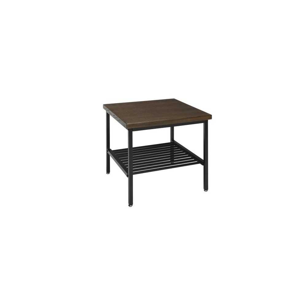 OFM 161 Collection Industrial Modern Wood Top/Metal Frame Side Table with Metal Shelf (161-ST210)