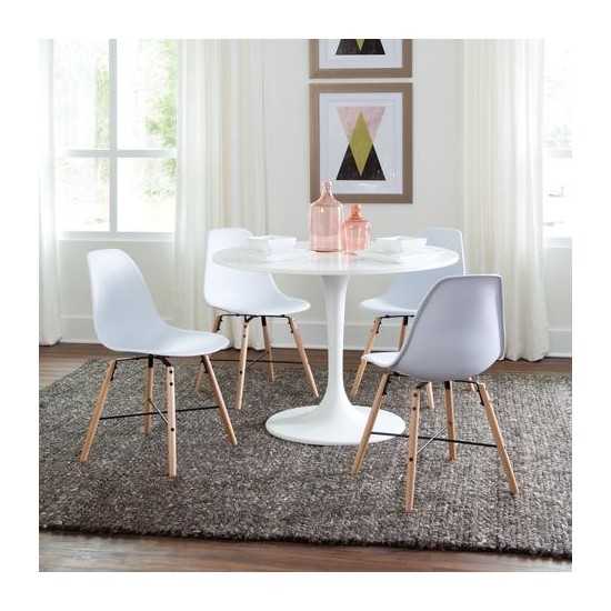 OFM 161 Collection Mid Century 4 Pack Modern 18" Plastic Molded Dining Chairs, Beechwood Legs with Wire Accent (161-P18A)