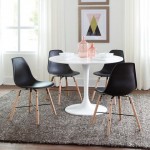 OFM 161 Collection Mid Century 4 Pack Modern 18" Plastic Molded Dining Chairs, Beechwood Legs with Wire Accent (161-P18A)