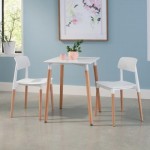 OFM 161 Collection Mid Century 4 Pack Modern 18" Plastic Molded Dining Chairs, Solid Natural Wood Legs (161-P18C)