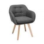 OFM 161 Collection Mid Century Modern 2 Pack Tufted Fabric Accent Chair with Arms, Dining Chair, Solid Beechwood Legs