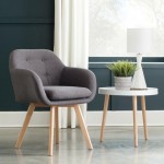 OFM 161 Collection Mid Century Modern 2 Pack Tufted Fabric Accent Chair with Arms, Dining Chair, Solid Beechwood Legs