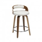 OFM 161 Collection Mid Century Modern 24" Low Back Bentwood Frame Swivel Seat Stool with Fabric Back and Seat Cushion