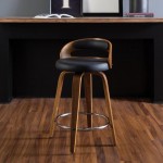 OFM 161 Collection Mid Century Modern 24" Low Back Bentwood Frame Swivel Seat Stool with Vinyl Back and Seat Cushion