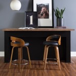 OFM 161 Collection Mid Century Modern 24" Low Back Bentwood Frame Swivel Seat Stool with Vinyl Back and Seat Cushion
