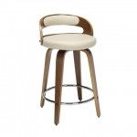 OFM 161 Collection Mid Century Modern 24" Low Back Bentwood Frame Swivel Seat Stool with Vinyl Back and Seat Cushion