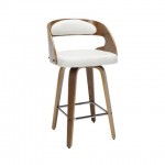 OFM 161 Collection Mid Century Modern 26" Bentwood Frame Swivel Seat Stool with Fabric Back and Seat Cushion (161-WF26A)