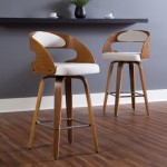 OFM 161 Collection Mid Century Modern 26" Bentwood Frame Swivel Seat Stool with Fabric Back and Seat Cushion (161-WF26A)
