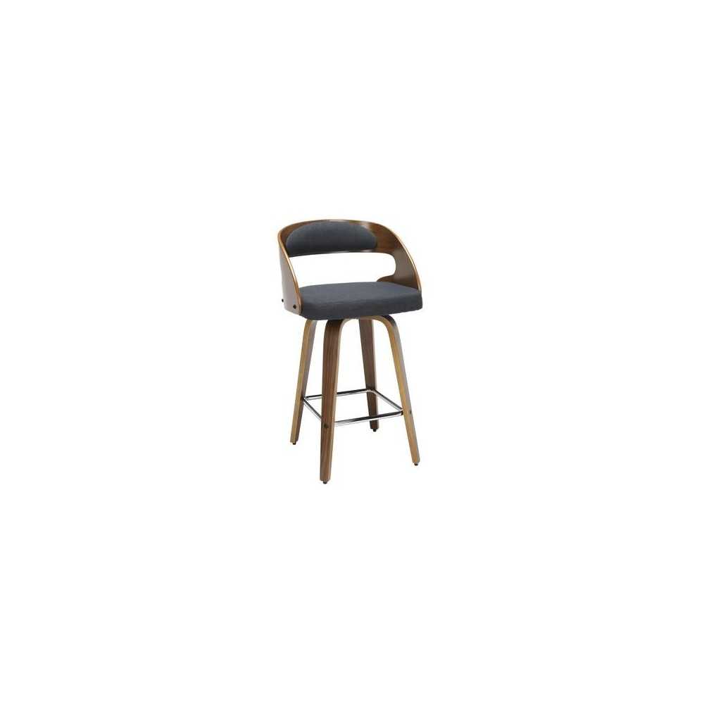 OFM 161 Collection Mid Century Modern 26" Bentwood Frame Swivel Seat Stool with Fabric Back and Seat Cushion (161-WF26A)