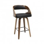 OFM 161 Collection Mid Century Modern 26" Bentwood Frame Swivel Seat Stool with Vinyl Back and Seat Cushion (161-WV26A)