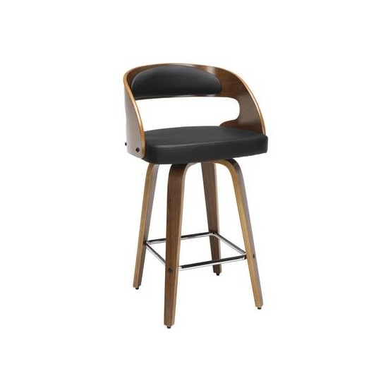 OFM 161 Collection Mid Century Modern 26" Bentwood Frame Swivel Seat Stool with Vinyl Back and Seat Cushion (161-WV26A)