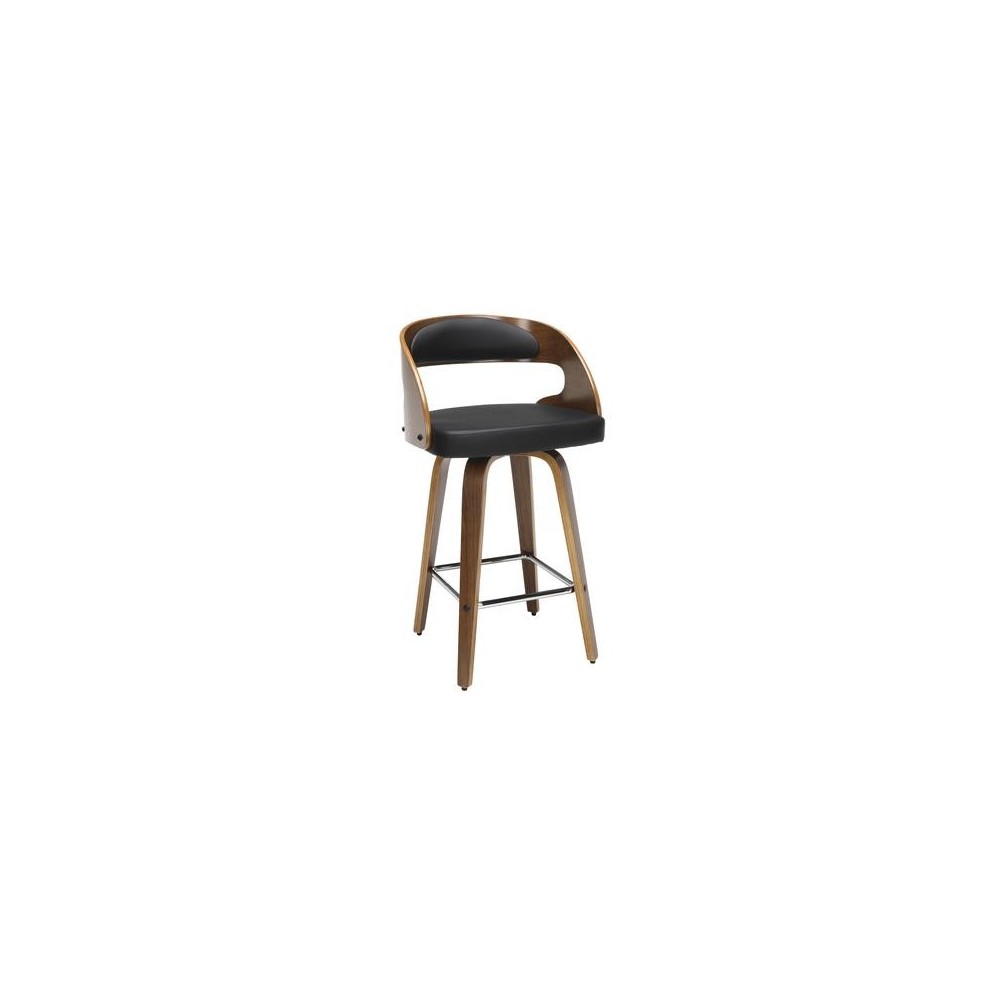 OFM 161 Collection Mid Century Modern 26" Bentwood Frame Swivel Seat Stool with Vinyl Back and Seat Cushion (161-WV26A)