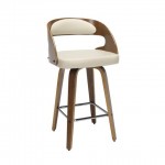 OFM 161 Collection Mid Century Modern 26" Bentwood Frame Swivel Seat Stool with Vinyl Back and Seat Cushion (161-WV26A)