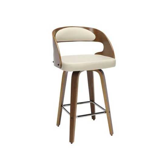 OFM 161 Collection Mid Century Modern 26" Bentwood Frame Swivel Seat Stool with Vinyl Back and Seat Cushion (161-WV26A)